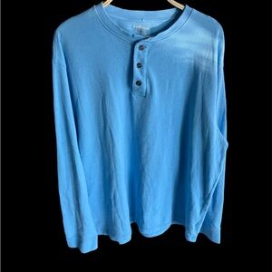 Saddlebred XXL Blue Thermal Henley Camping Fall Winter Pullover